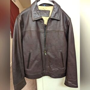 Leather bomber jacket